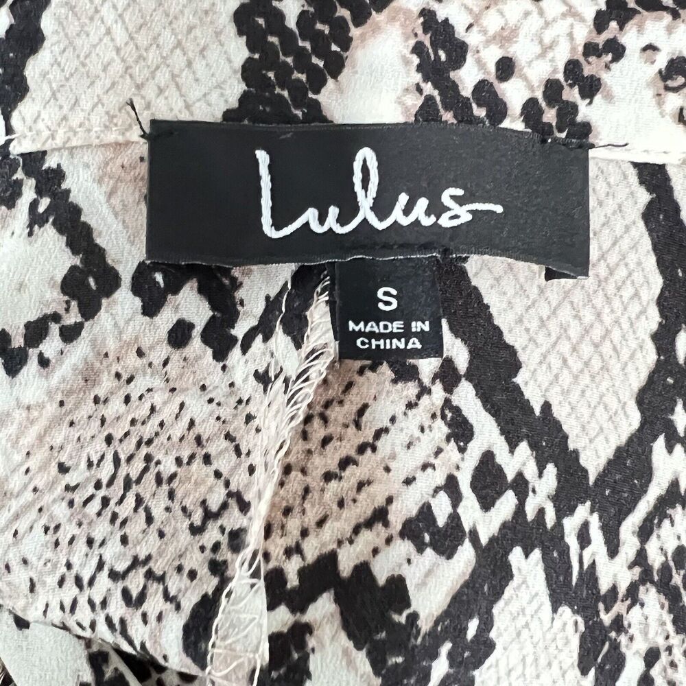 Lulus Lets Snake Grey Snake Print Collared Button… - image 3